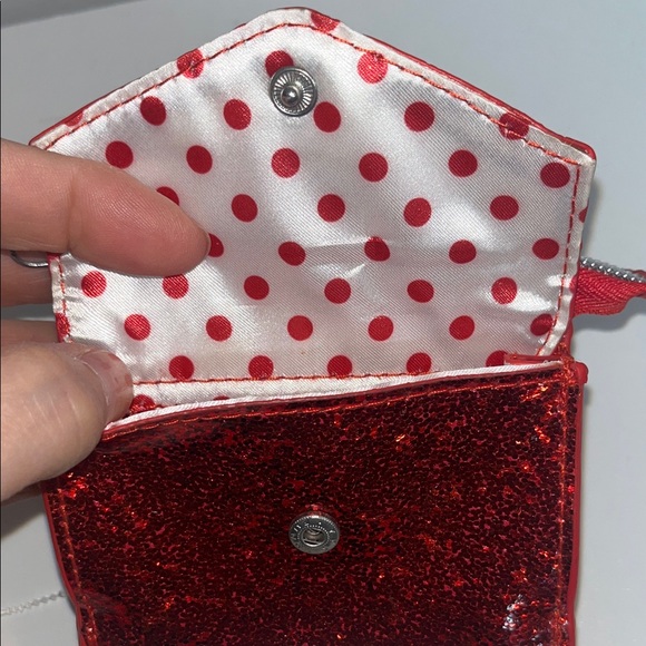 Disney Red Glitter Minnie Mouse Wallet / Wristlet Zipper Closure Small - Picture 9 of 10